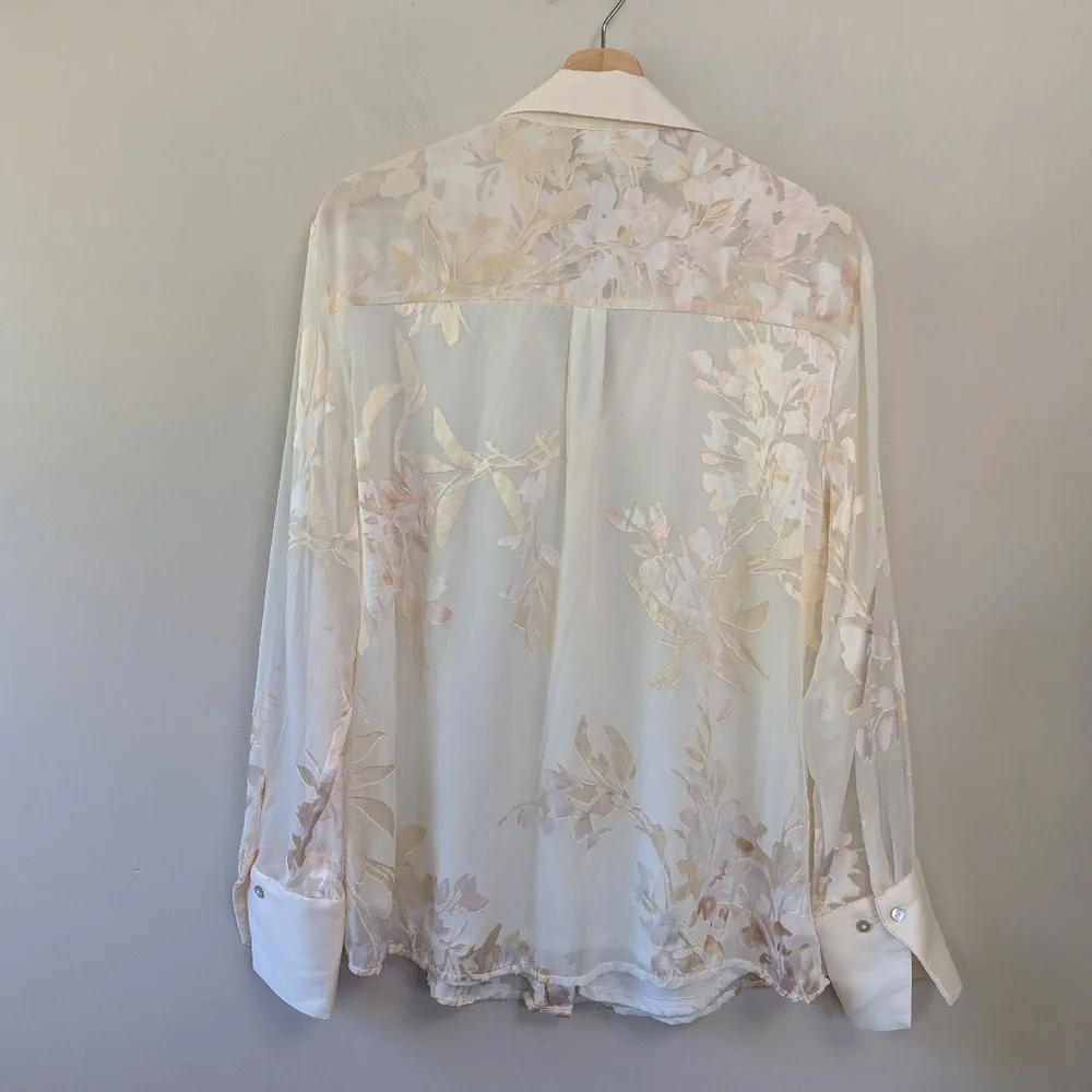 Autres Filles Cream Floral Burnout Button-up Blouse Whimsigoth - Picture 4 of 15